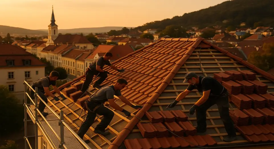 Dachsanierung in Baden  am Abend